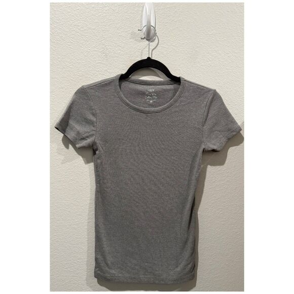 J.CREW Fine Rib Cotton Grey Short Sleeve Tee - Picture 1 of 3